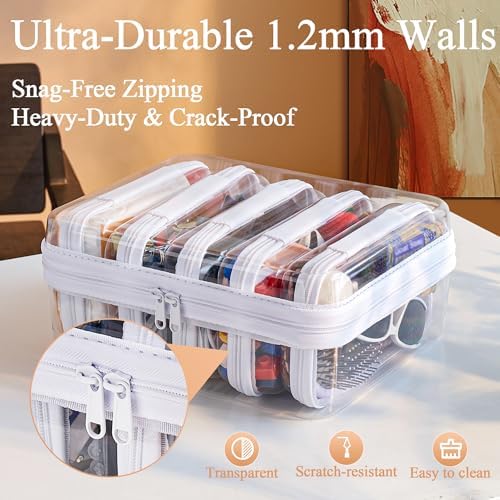 6 pcs Zipper Pouches, Hard Shell Toiletry Bag, Stackable Travel Organizer - Image 6