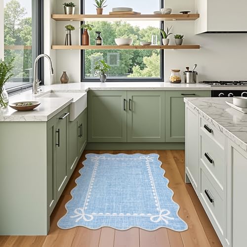 GarveeHome Scalloped Entryway Rug 2x3 Washable Front Door Bow Rug - Image 4
