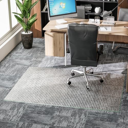 GLSLAND 46"x55" Tempered Glass Chair Mat – Checkered Patterned Desk Mats - Image 7