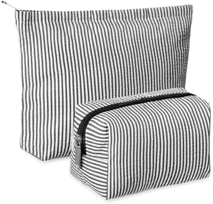 Huhumy 2 Pcs Makeup Bag Set for Women, Thin Stripe by Huhumy