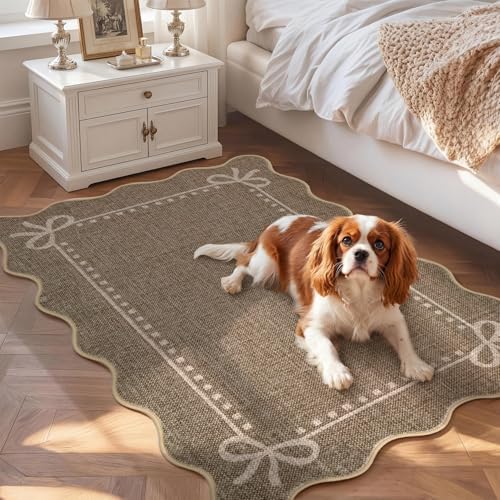 Garvee Scalloped Bow Rug Washable 2x3 Area Rug - Image 3