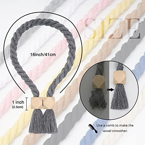 NICEEC 2 Pack Wooden Polyhedron Magnetic Curtain Tiebacks Boho Home Decor Drape - Image 4