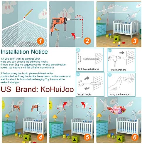 Toy Hammock, Stuffed Animals Hammock, Jumbo Toy Storage Net 83" Wall Sling - Image 5