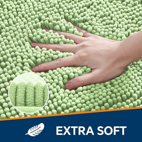 Chenille Bathroom Rug 24"x36" Seafoam Green, Non-Slip Bath Mat - Image 3