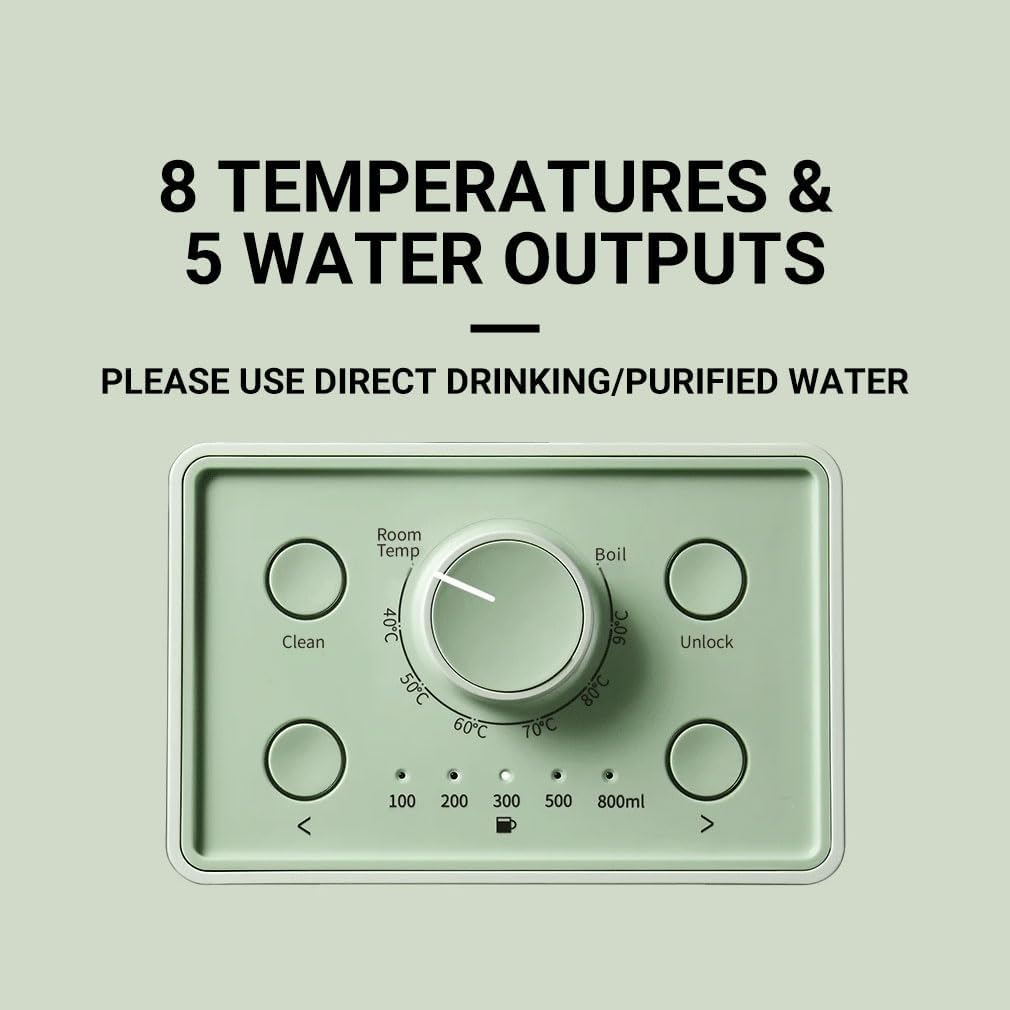 BUYDEEM S9013 Instant Hot Water Dispenser, Countertop Water Boiler & Warmer for Tea, Coffee and Baby Formula, Adjustable 8 Temperatures & 5 Water Outputs, 3L Water Tank(102oz), Green