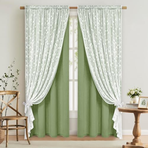 ASPMIZ Sage Green Linen Curtains by ASPMIZ