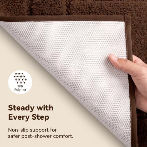 GRANNY SAYS Brown Bathroom Rug 24" x 16", Non-Slip Microfiber Bath Mat - Image 4