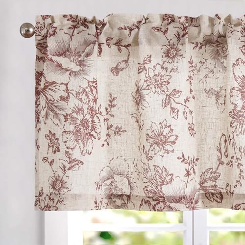Vangao Floral Valances for Windows Alice Red W50 X 16L 1 Panel by Vangao
