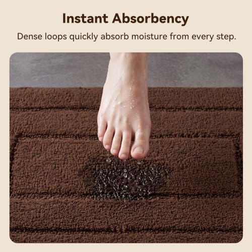 GRANNY SAYS Brown Bathroom Rug 24" x 16", Non-Slip Microfiber Bath Mat - Image 3