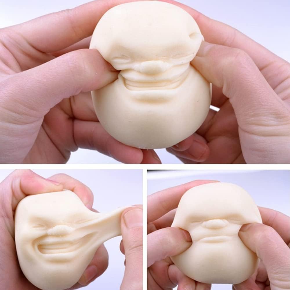 Anxiety Stress Release Fun Toys,Emotion Balls Fidget Toys for Pressures Relief Kneading Toys for All Age,Kids and Adults,Weird Face Bizarre Squeeze Toys. (White, Provocation)