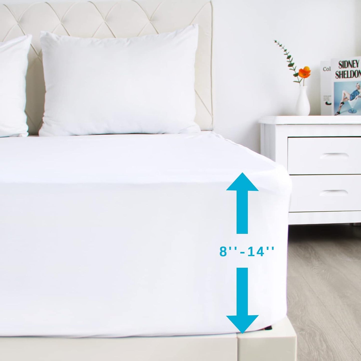 2 Pack Twin Mattress Protector Waterproof, Noiseless & Soft Coverage Mattress Fitted Sheet Twin with Deep Pocket up to 14", Super Breathable & Easy Wash Twin Size Mattress Protector