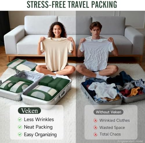 Veken 10 Set Packing Cubes for Travel Essentials, Suitcase Organizer Bags in 4 - Image 6