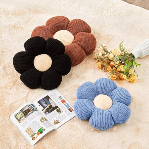 Kcvvcr Flower Throw Pillow, Soft Brown 14.9" Shaped Floor Pillow - Image 3