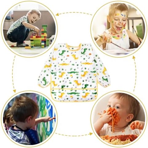 Accmor 5 Pack Long Sleeve Bibs, Baby Smock Waterproof Sleeved Bib Smock - Image 6