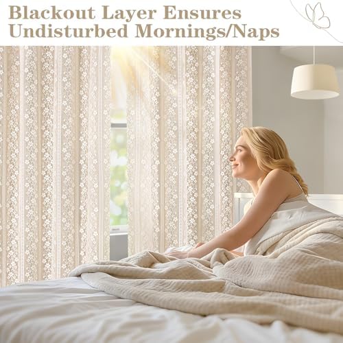 ASPMIZ Beige Blackout Curtains for Bedroom Double Layer Curtains 52x84 - Image 5