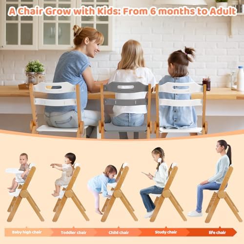 Ezebaby Foldable Wooden High Chair, No-Tools Adjustable Baby High Chair - Image 2