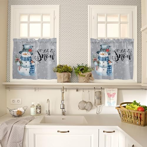 Vandarllin Snowman Christmas Kitchen Curtains and Valances Set, Let It Snow - Image 3