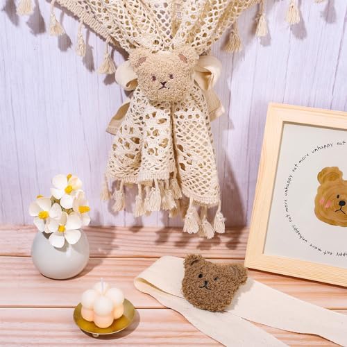 Whaline 4Pcs Bear Curtain Ties Cute Cartoon Bear Curtain Tieback Decorative - Image 5