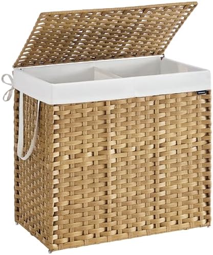 SONGMICS Laundry Hamper with Lid, 43.2Gal Synthetic Rattan by Unknown