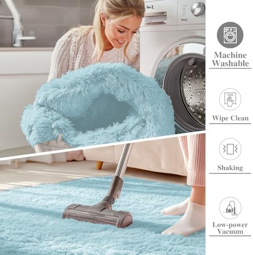 OLANLY 3x5 Machine Washable Small Bedside Rug, Soft Fluffy Shaggy Rugs - Image 2