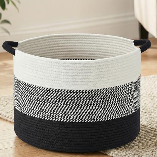 Artfeel 70L Large Cotton Rope Basket, Decorative Woven Blanket Storage by Artfeel