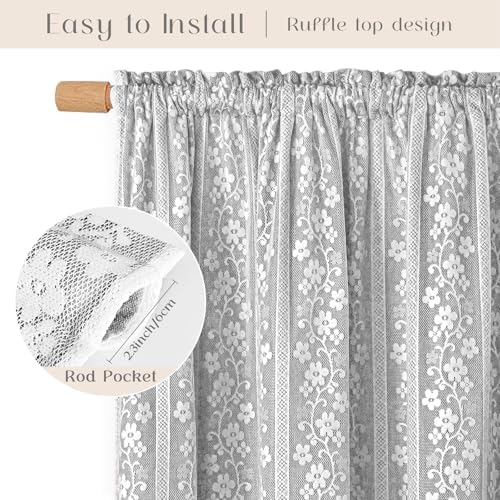 ASPMIZ Linen Farmhouse Kitchen Curtains, Double Layered Valances - Image 5