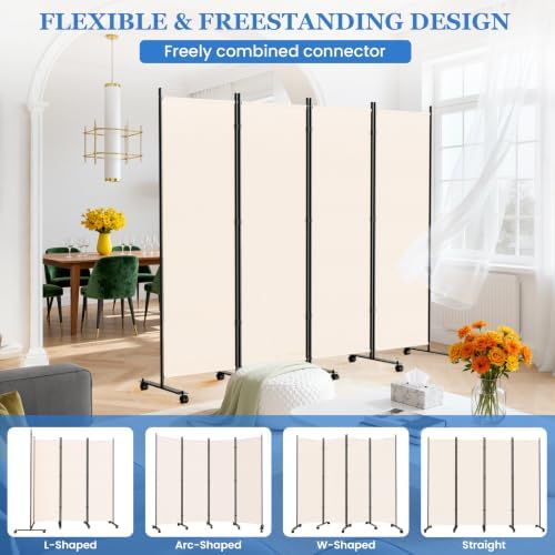 SUNALLY Room Divider Privacy Screens, 8 Panels Dividers - Image 4