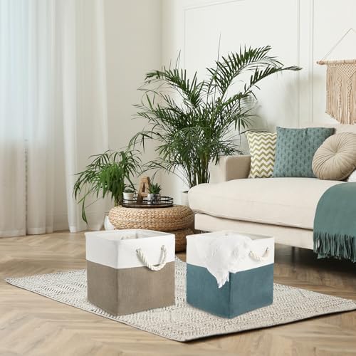 6 Pack 13x13 Inch Cube Storage Bins Fabric Square Cube Basket, Dark Morandi - Image 5