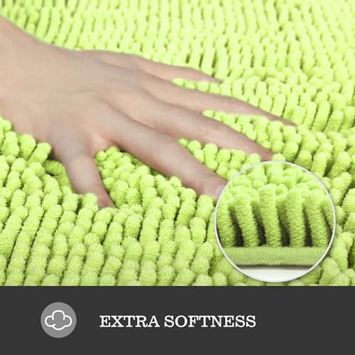 Yeaban Chenille Apple Green Bathroom Runner Rug 24"x72" - Image 2