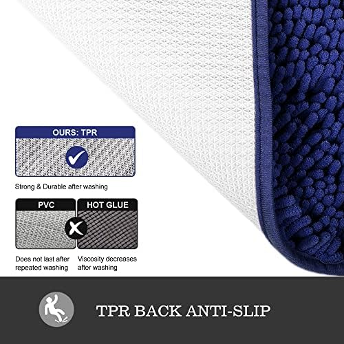 Yeaban Chenille Royal Blue Bathroom Runner Rug 24"x60" - Image 3