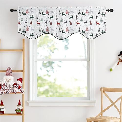 NICETOWN Christmas BLK Valances Windows Curtain Xmas Kitchen Valances Grommet - Image 2
