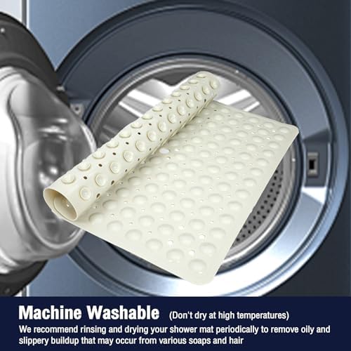 Square Shower Mat Bathtub Mat Tub Bath Mat Non Slip Beige 21"x21" - Image 6