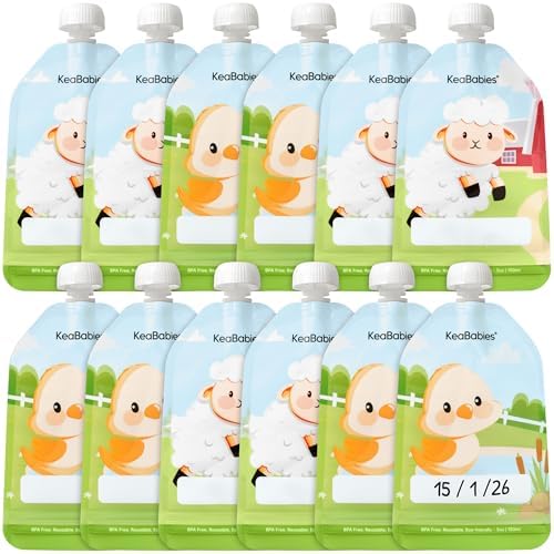 12-Pack Reusable Baby Food Pouches Refillable by KeaBabies