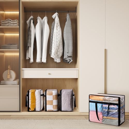Lifewit 45L Clear Clothes Storage Bags, Plastic Foldable Blanket Storage Bag - Image 2