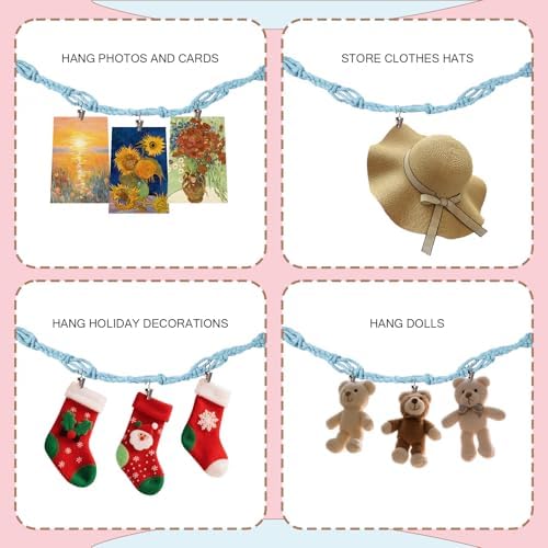 CERETIA 80" Stuffed Animal Organizer Chain, Corner Storage, Baby Blue - Image 6