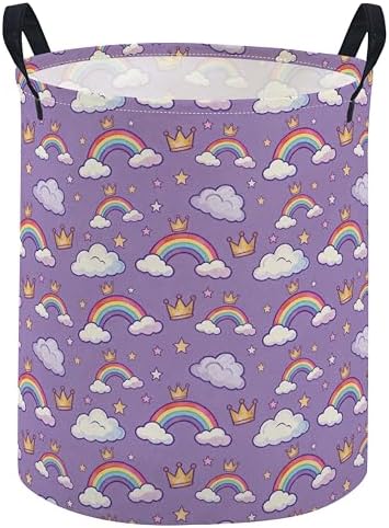 ESSME Kids Laundry Basket, Rainbow Hamper Collapsible Canvas Waterproof Storage by ESSME