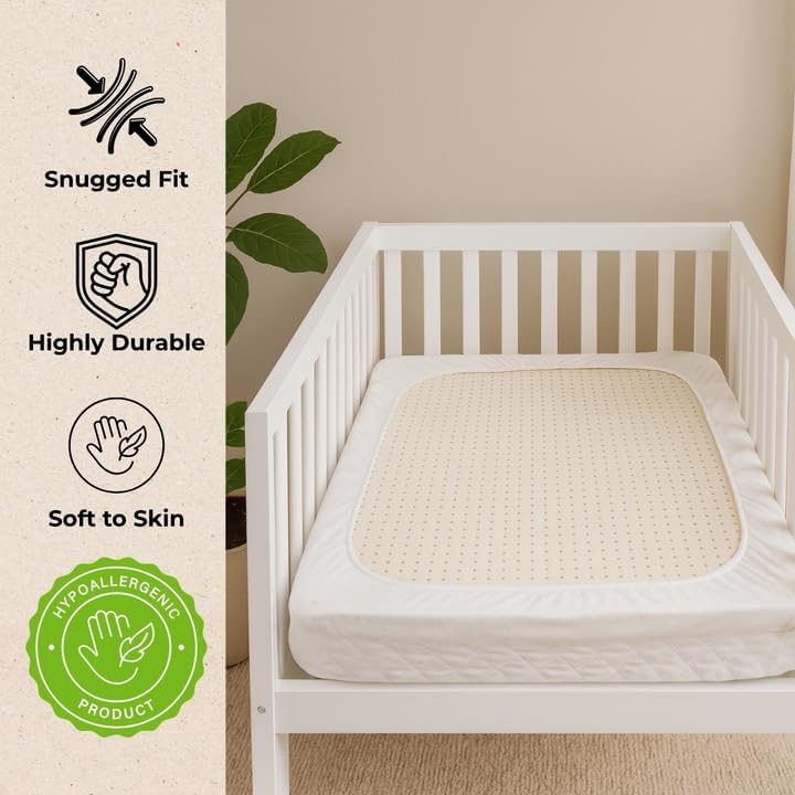 Organic Cotton Crib Mattress Protector - Water Resistant Fitted Sheet Liner Pad, Skin Friendly, Chemical-Free Pure Cotton [GOTS-Certified] for Cradle (36"x18") - Made in USA
