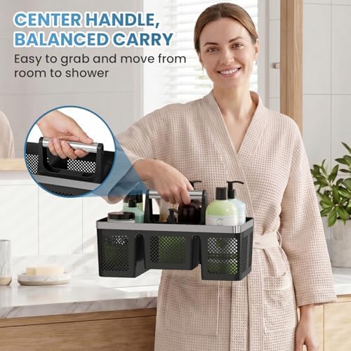 BYUNER 2Pack Plastic Shower Caddy: Portable Hard Bathroom Basket Tote - Image 4