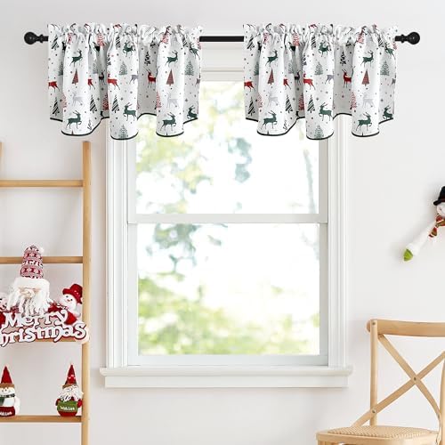NICETOWN Christmas BLK Valances Windows Curtain Xmas Kitchen Valances Grommet - Image 4