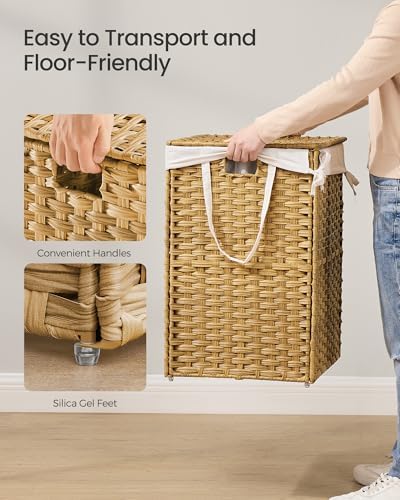 SONGMICS Laundry Hamper with Lid, 43.2Gal Synthetic Rattan - Image 4