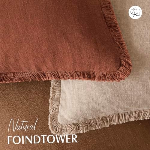 Foindtower Decorative Linen Fringe Lumbar Throw Pillow Covers Cozy Boho - Image 4