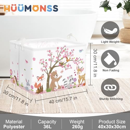 Forest Animals Laundry Hamper Woodland Tree Large Storage Basket Parents - Image 6