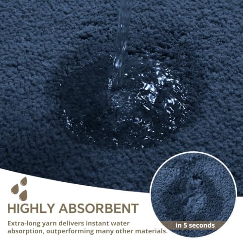Polyester Bathroom Rug 24"x48" Navy Blue, Non-Slip Soft Bath Mat - Image 5