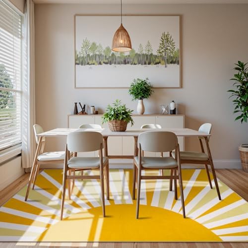 Lahome Yellow Rainbow Sun Area Rug 8x10 - Image 7