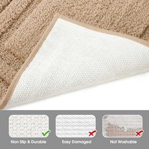 HOMEIDEAS Bathroom Rugs Sets 2 Piece, U-Shaped Toilet Rug Khaki - Image 5