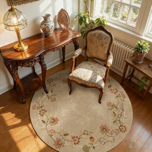 Washable Living Room Round Rug: 4ft Circle Rugs - Image 3