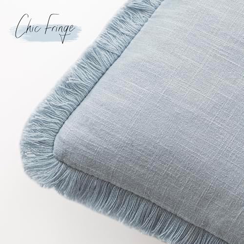 Foindtower Decorative Linen Fringe Lumbar Throw Pillow Covers Cozy Boho - Image 3