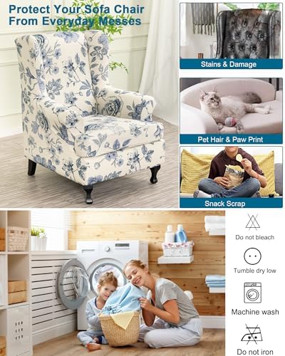 CRFATOP Wingback Chair Covers Stretch Armchair Slipcovers - Image 5