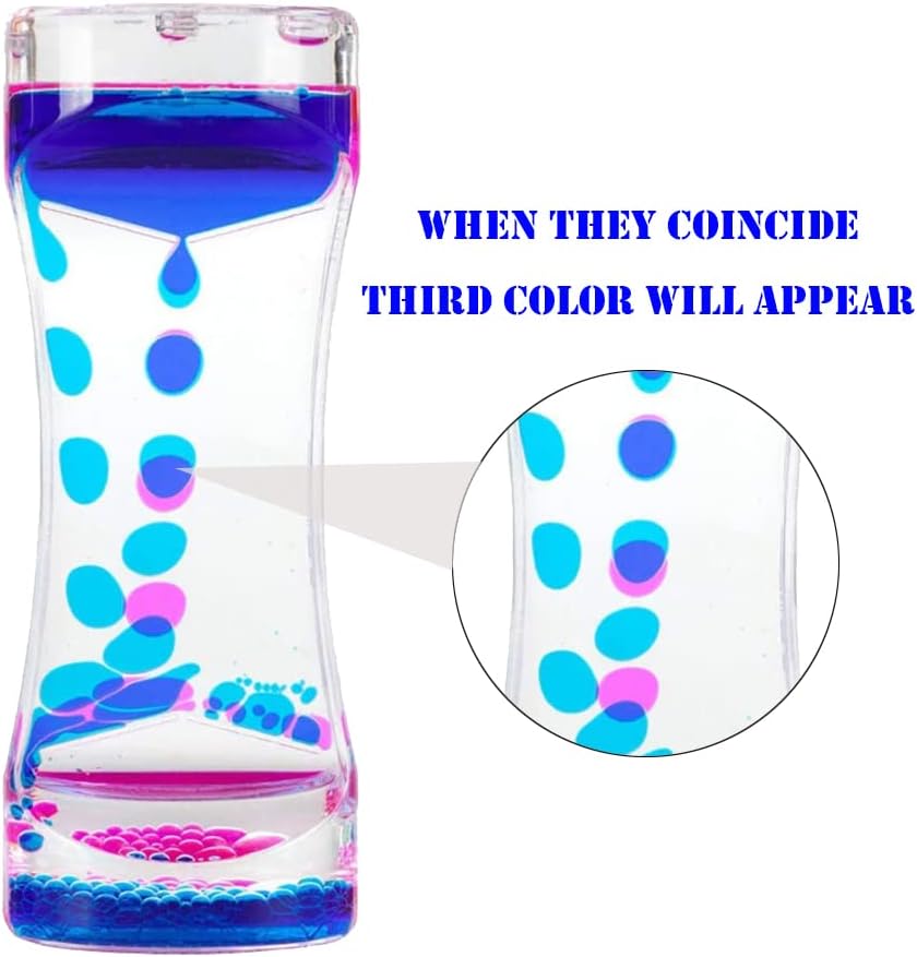 Liquid Motion Bubbler Timer Colorful Oil Hourglass Liquid Sensory Toys ADHD Anxiety Autism Activity Fidget Toy Calm Stress Relief Desk Toys Desk Decor Adults Fidget Water Timers 3 Pack