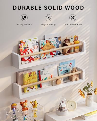 Seocry Nursery Book Shelves, 4 Pack, Wall Book Shelves - Image 6